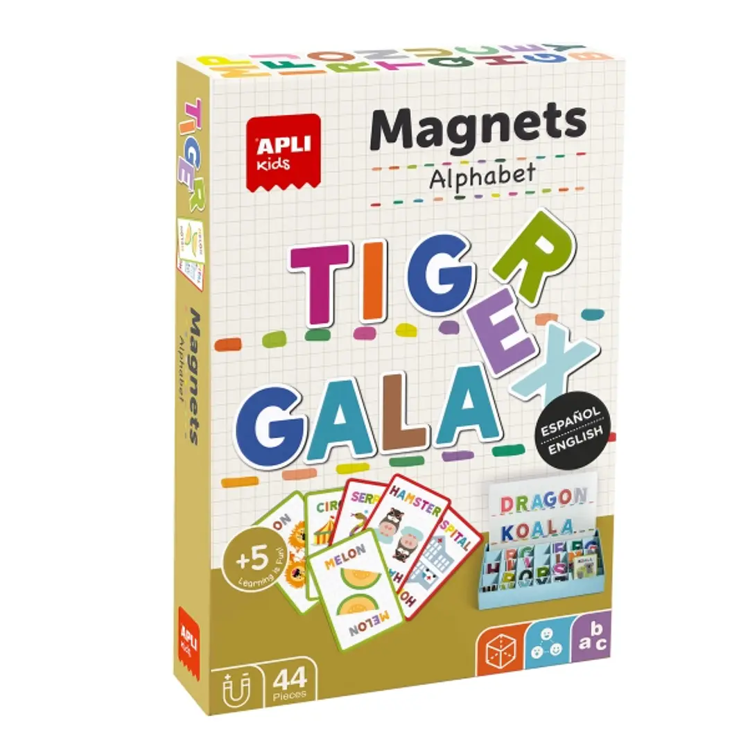 Apli Juego Magnetico El Abecedario - Introduccion a la Escritura - Incluye 44 Imanes de Letras y 15 Fichas con Ejemplos 1