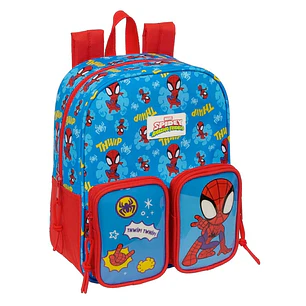 Safta Spidey Mochila Guarderia - Adaptable a Carro - Bolsillo Frontal - Tarjeta de Identificacion - Asa de Mano - 6L - 220x100x270mm - Color Rojo y Az