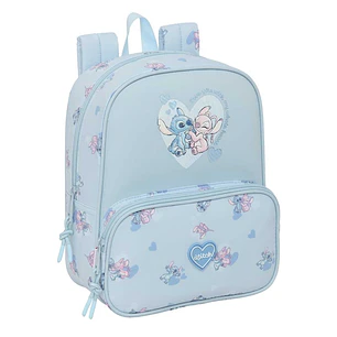 Safta Stitch Mochila Guarderia - Adaptable a Carro - 2 Bolsillos Frontales - Tarjeta de Identificacion - Asa de Mano - 6L - 220x100x270mm - Color Azul