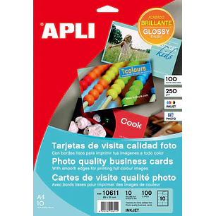 Apli Tarjetas de Visita Cantos Rectos Brillante 250g 10 Hojas