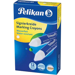 Pelikan Pack de 12 Ceras para Marcar - Resistente al Agua - Facil de Borrar - Ideal para Resaltar Texto - Color Blanco