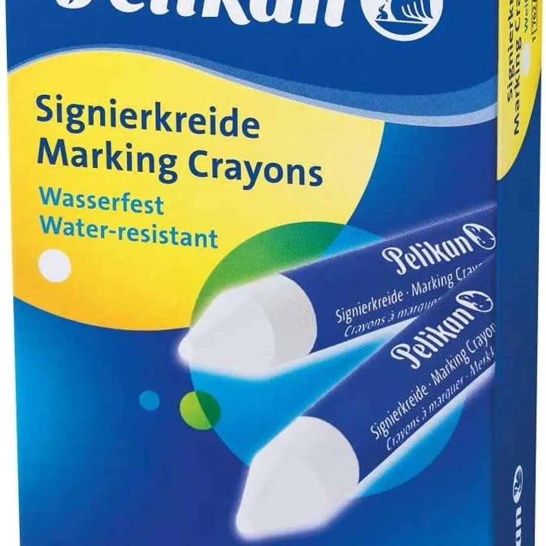 Pelikan Pack de 12 Ceras para Marcar - Resistente al Agua - Facil de Borrar - Ideal para Resaltar Texto - Color Blanco 1
