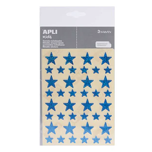 Apli Gomets Estrella Holograficos - Tamaño 12.5mm y 19.5mm - Adhesivo Permanente - 120 Gomets por Bolsa - Desarrollo de Habilidades y Creatividad - Co