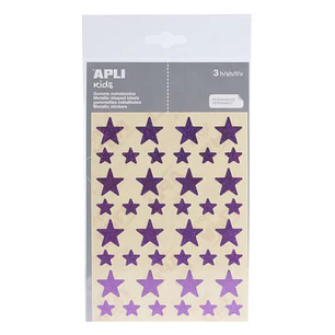 Apli Gomets Estrella Holograficos - Tamaño 12.5mm y 19.5mm - Adhesivo Permanente - 120 Unidades por Bolsa - Desarrollo de Habilidades y Creatividad - 