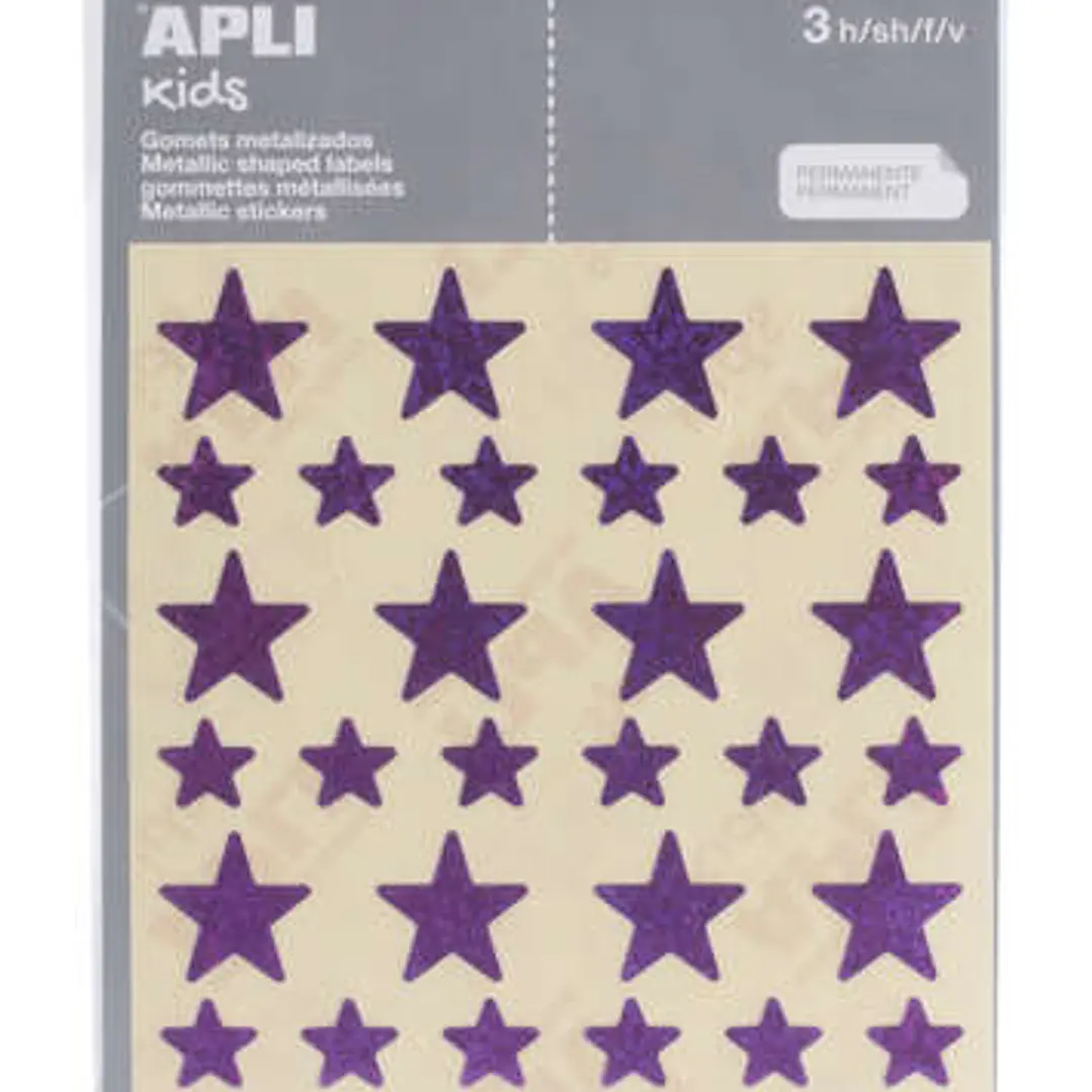 Apli Gomets Estrella Holograficos - Tamaño 12.5mm y 19.5mm - Adhesivo Permanente - 120 Unidades por Bolsa - Desarrollo de Habilidades y Creatividad -  1