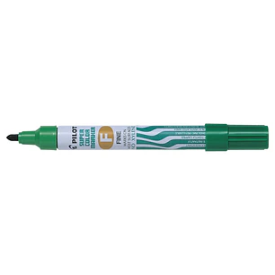 Pilot Super Color Rotulador Permanente Multisuperficie - Punta Fina de Fibra Conica - Tinta Base Alcohol Libre de Xileno - Cuerpo Metalico - Color Ver