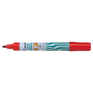 Pilot Super Color Rotulador Permanente Multisuperficie - Punta Fina de Fibra Conica - Tinta Base Alcohol Libre de Xileno - Cuerpo Metalico - Color Roj