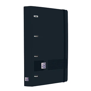 Oxford Europeanbinder Live and Go Carpeta de Anillas - Formato A4+ - Cierre con Goma - Incluye Recambio de 120 Hojas de Linea Horizontal - Color Negro