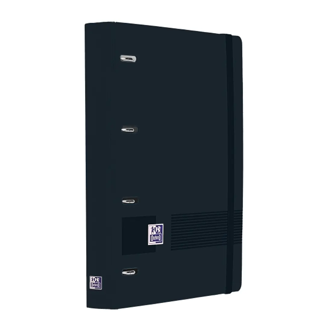 Oxford Europeanbinder Live and Go Carpeta de Anillas - Formato A4+ - Cierre con Goma - Incluye Recambio de 120 Hojas de Linea Horizontal - Color Negro 1