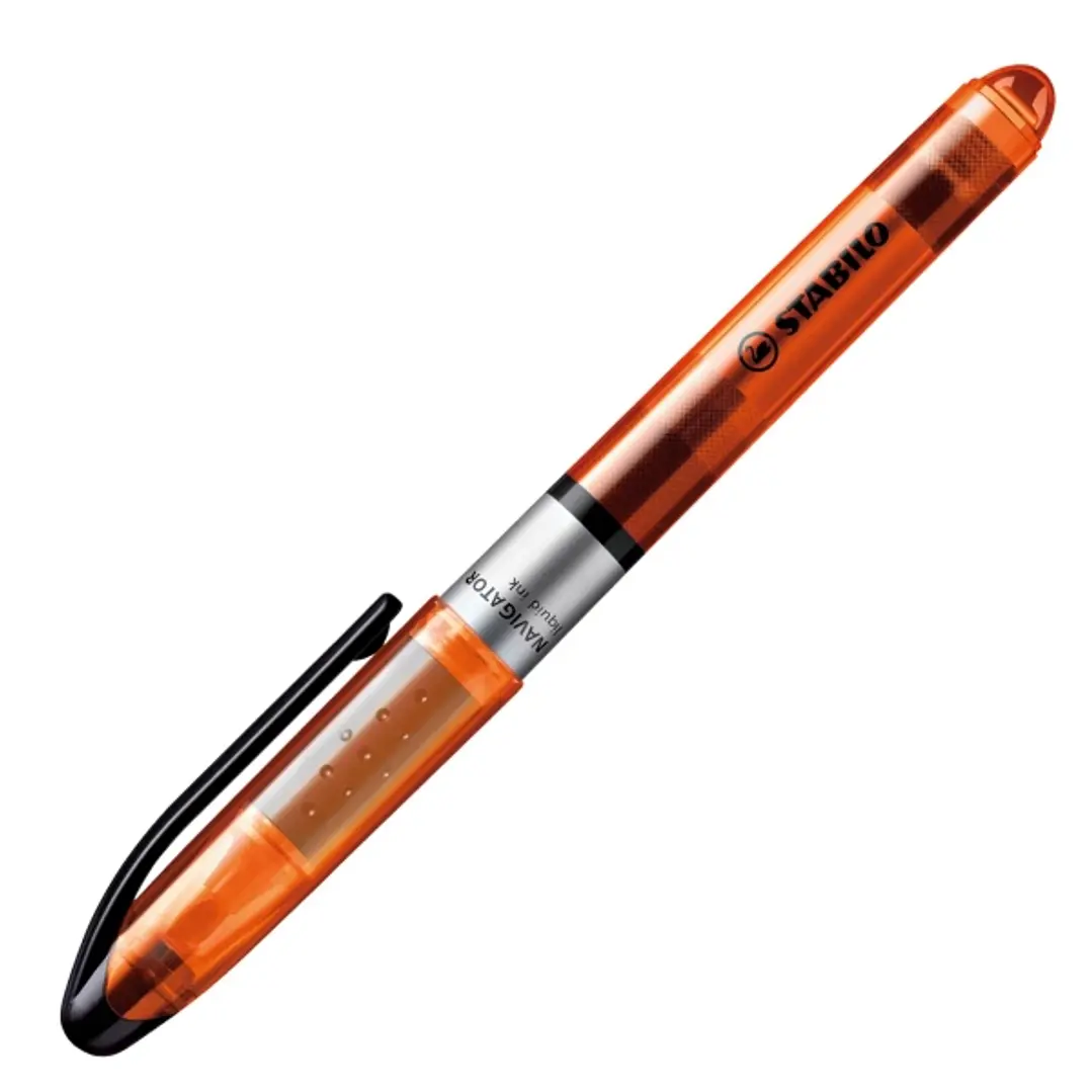 Stabilo Navigator Marcador Fluorescente - Zona de Agarre - Diseño Delgado - Practico Clip para Llevar - Trazo entre 2 y 5mm - Color Naranja 1