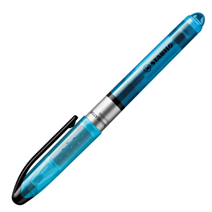 Stabilo Navigator Marcador Fluorescente - Zona de Agarre - Diseño Delgado - Practico Clip para Llevar - Trazo entre 2 y 5mm - Color Azul 1