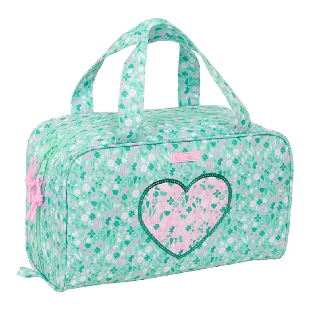 Safta Cuore Neceser de 8L - Cremallera - Asas de Mano Superiores - Interior Forrado - Bolsillo Interior - Tirador Doble - 310x140x190mm - Color Turque 1
