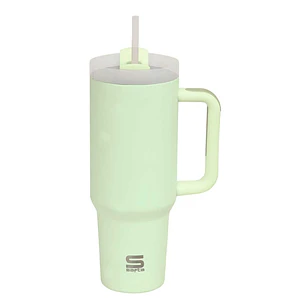 Safta Vaso con Asa Termico - Capacidad 1.2L - Pajita - Base Antideslizante - Acero Inoxidable - Doble Pared - 12h Caliente - 24h Frio - 10x26.5cm - Co
