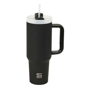 Safta Vaso con Asa Termico - Capacidad 1.2L - Pajita - Base Antideslizante - Acero Inoxidable - Doble Pared - 12h Caliente - 24h Frio - 10x26.5cm - Co
