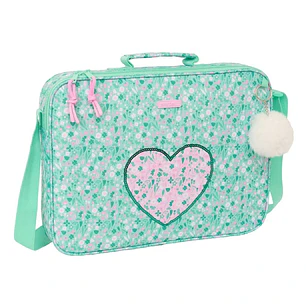 Safta Cuore Maletin con Cremallera - Bandolera Ajustable - Asa Forrada - Doble Tirador Cremallera - Fondo Semirigido - 6L - 380x60x280mm - Color Turqu