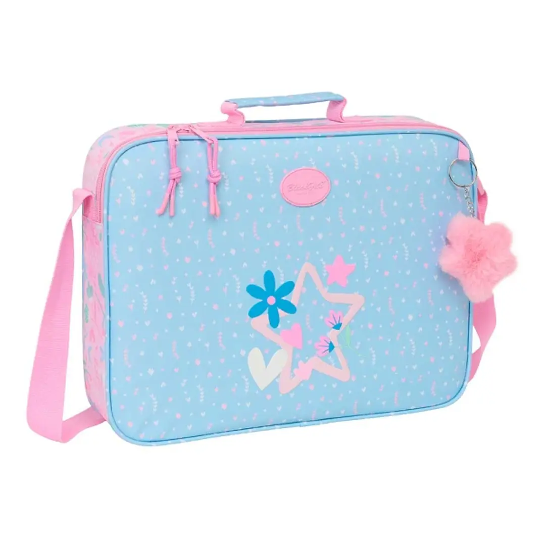 Safta Blackfit8 Smile Maletin con Cremallera - Bandolera Ajustable - Asa Forrada - Doble Tirador - Fondo Semirigido - 6L - 380x60x280mm - Color Azul C 1