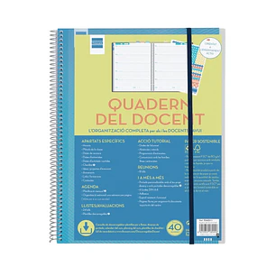 Finocam Organizacion Agenda sin Fechar en Catalan para Docentes - Semana Vista - 230x310mm - Tapas de Polipropileno - Papel de 80g/m2 - Cierre con Gom