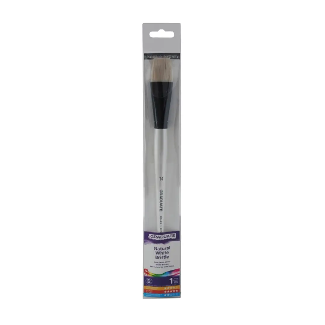 Daler Rowney Graduate Pincel para Oleo - Pelo de Cerda Natural - Mango Largo - Bright - N°14 1