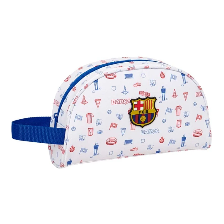 Safta F.C.Barcelona Preescolar Neceser - Adaptable a Carro - Asa de Mano Lateral - Bolsillo Interior con Cremallera - 26x16x9cm - Color Blanco 1