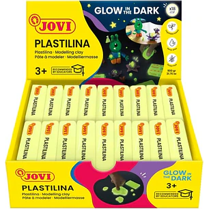 Jovi Bandeja con 18 Pastillas de Plastilina 50gr Fluorescente - Muy Moldeable - No se Seca