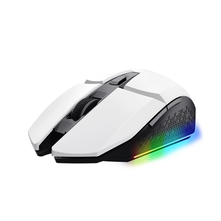 Trust Raton Gaming Inalambrico Recargable - Velocidad Ajustable de 800-4800 PPP - hasta 80 Horas de Reproduccion - 4 Opciones de Iluminacion LED - 6 B 1