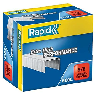 Rapid Super Strong Caja de 5000 Grapas 9/8 - De 10 a 40 Hojas - Alambre Galvanizado Superreforzado - Patilla de 8mm