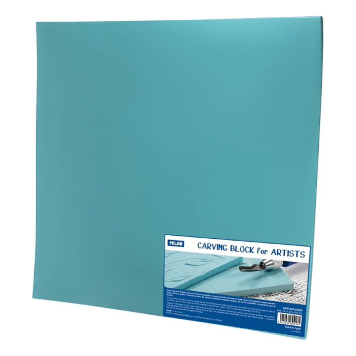Milan Carving Block Plancha de Grabado - Vinilo Flexible - Formato XXL - 30x30x0.6cm - Color Azul 1