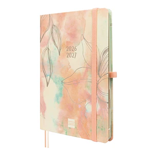 Finocam Minimal Agenda de Tapa Dura Internacional - 18 Meses - Semana Vista Horizontal - Formato M5 - 140x190mm - Papel Crema de 80g/m2 - Bolsillo Int