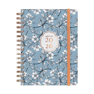 Finocam You Agenda de Espiral - Anual 2026 - Planificador - Cierre de Goma - Formato E10 - 180x30x220mm - 1 Dia por Pagina - Tematica de Flores