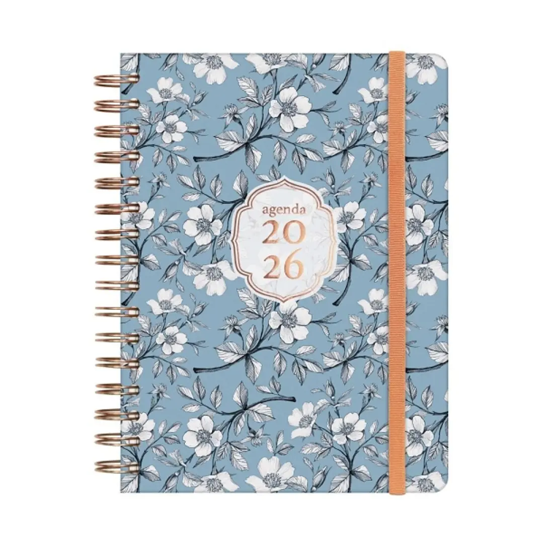 Finocam You Agenda de Espiral - Anual 2026 - Planificador - Cierre de Goma - Formato E10 - 180x30x220mm - 1 Dia por Pagina - Tematica de Flores 1