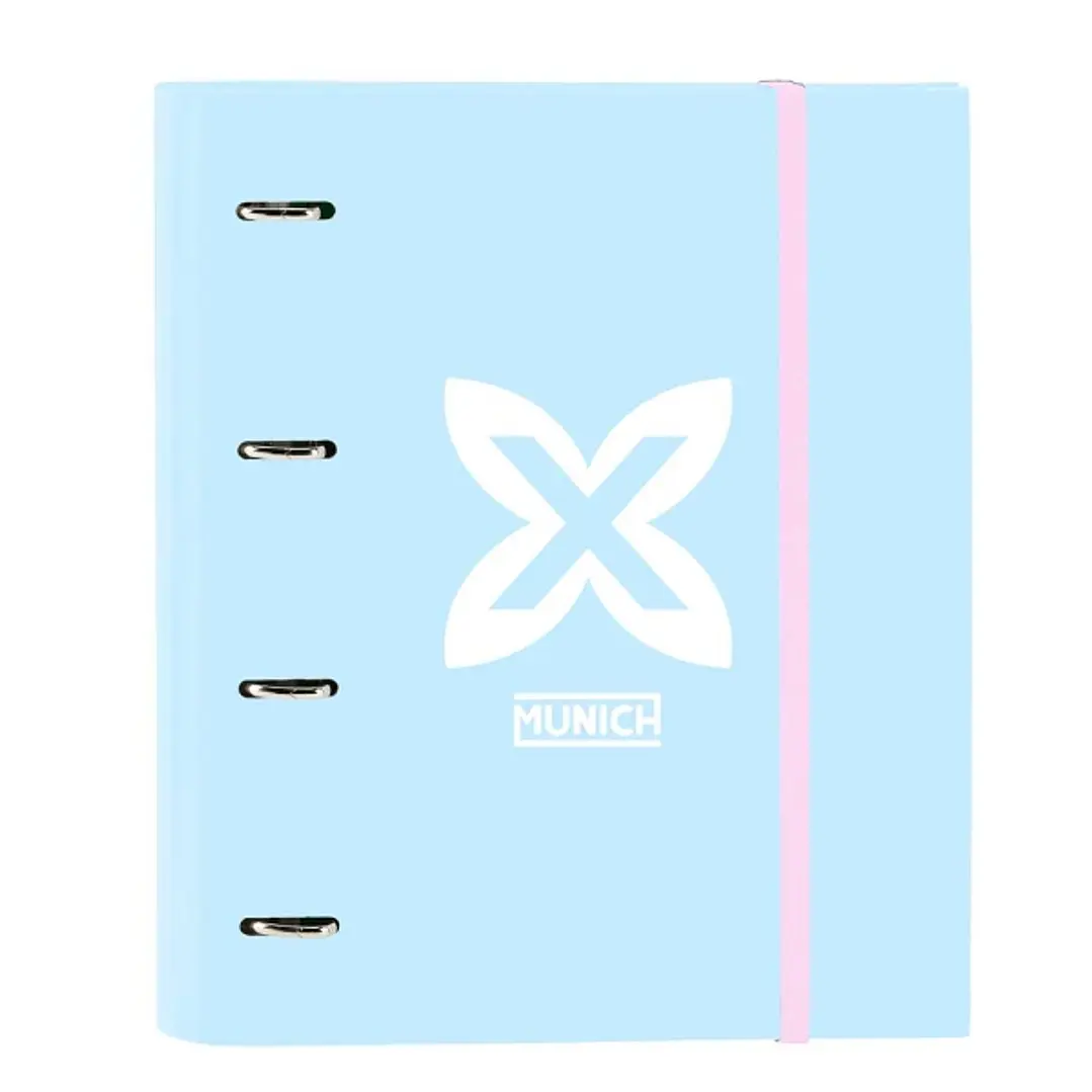 Safta Munich Sky Carpeta de 4 Anillas de 35mm - Recambio de 100 Hojas A4 - Cuadricula de 5x5mm - 80g/m2 - Separadores Internos - Goma Elastica - 27x32 1
