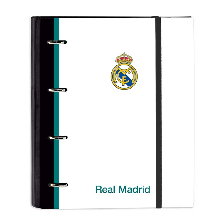 Safta Real Madrid Equipacion 26/27 Carpeta de 4 Anillas de 35mm - Recambio de 100 Hojas A4 - Cuadricula de 5x5mm - 80g/m2 - Separadores Internos - Gom 1