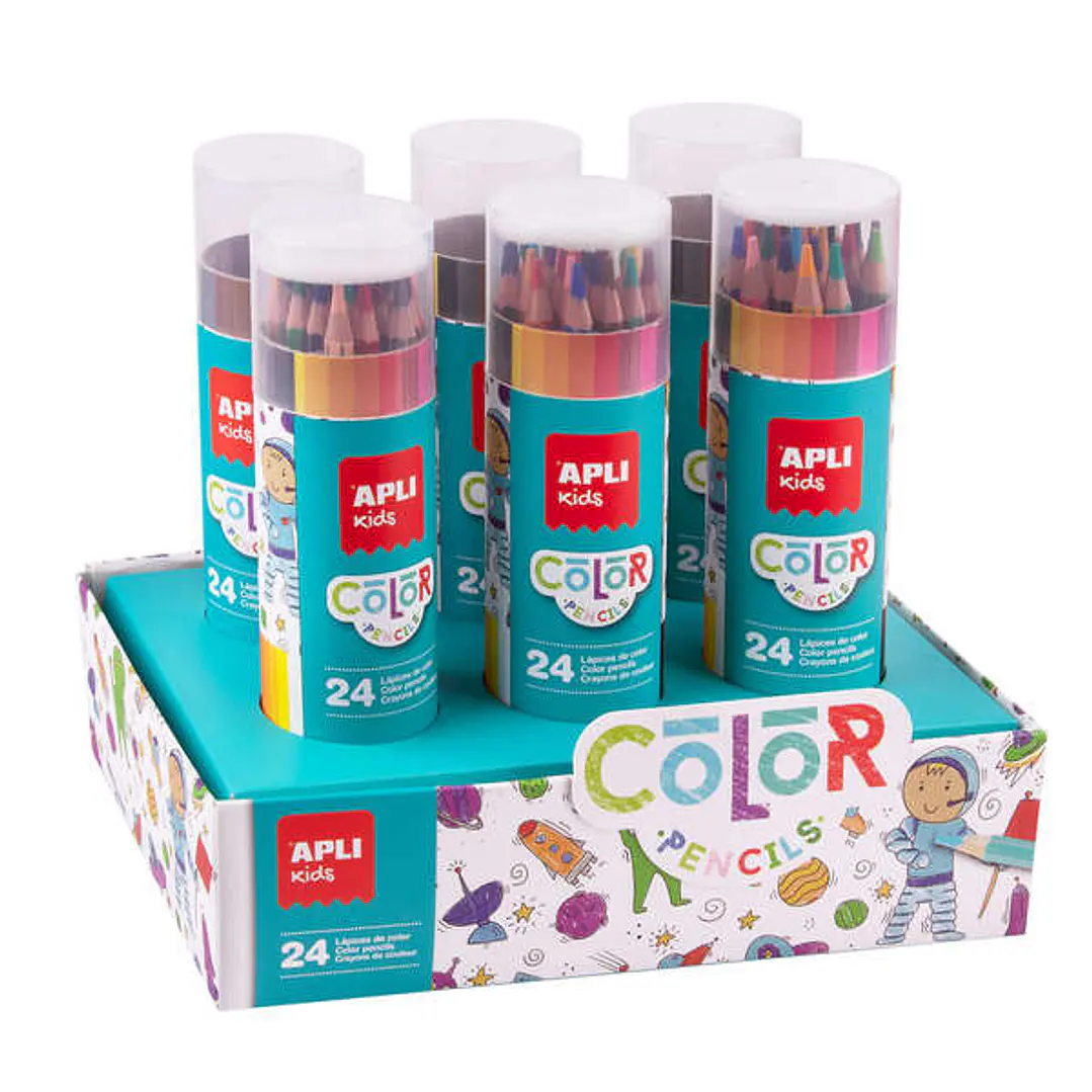 Apli Expositor con 6 Packs de 24 Lapices de Colores Hexagonales Mina de 4mm - Colores Surtidos 1