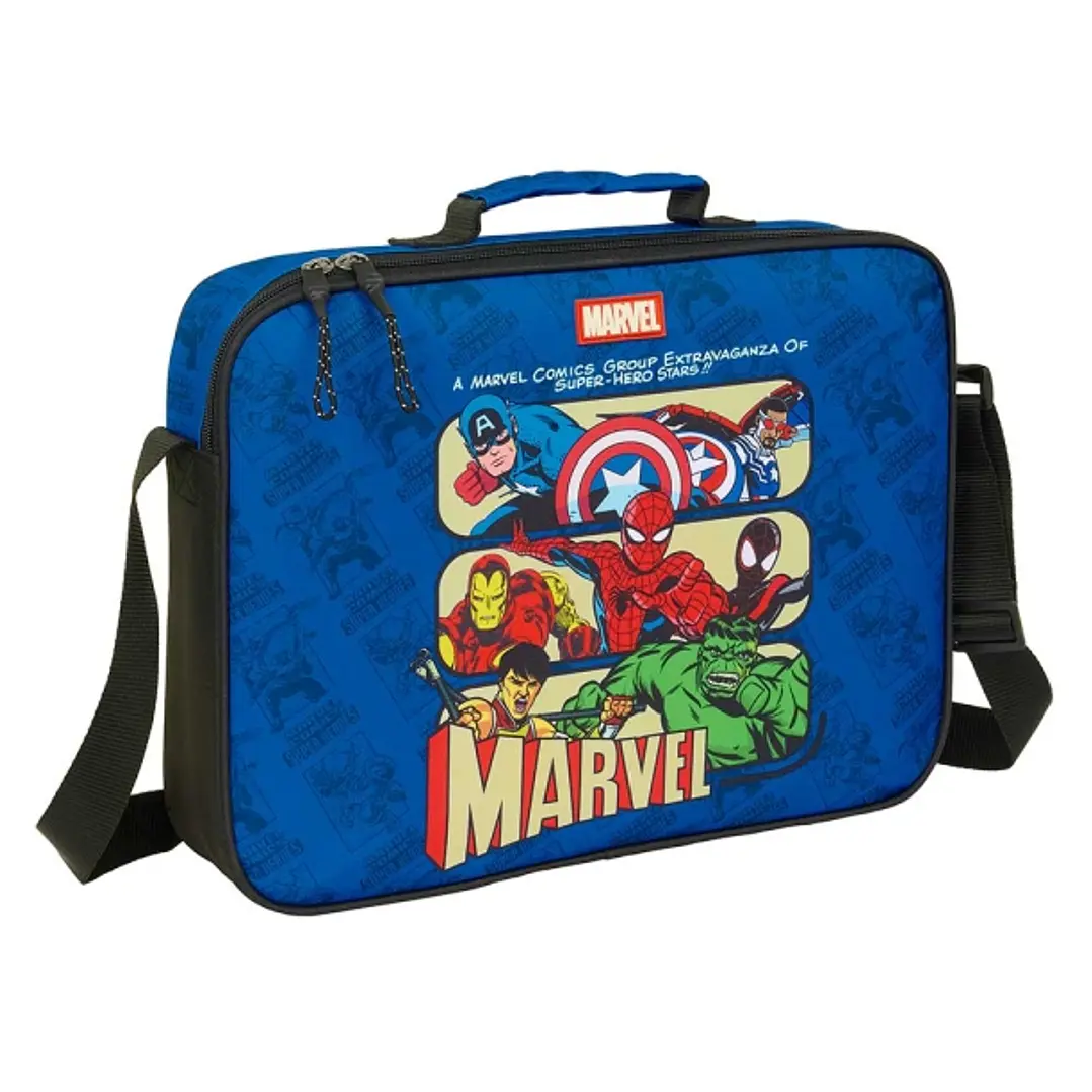Safta Avengers Maletin con Cremallera - Bandolera Ajustable - Asa Forrada - Doble Tirador Cremallera - Fondo Interior Semirigido - 6L - 380x60x280mm - 1