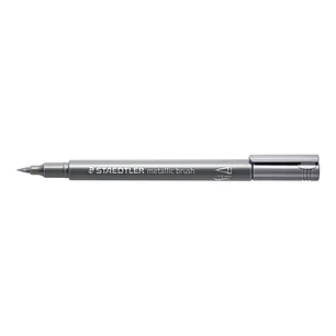 Staedtler Metallic Brush Rotulador Punta Pincel - Trazo 1 - 6mm Aprox - Tinta Base de Agua - Color Plata