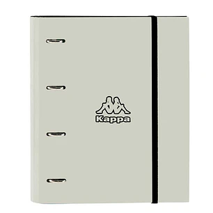 Safta Kappa Grey Carpeta con 4 Anillas 35mm - Tapas Duras Forradas - Recambio 100 Hojas 80g/m2 - Cierre Elastico - Incluye Separadores - 270x35x320mm 