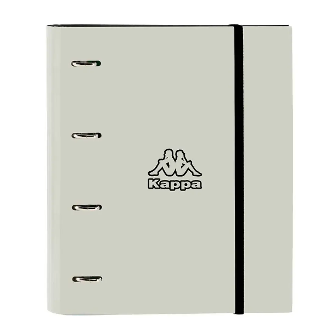 Safta Kappa Grey Carpeta con 4 Anillas 35mm - Tapas Duras Forradas - Recambio 100 Hojas 80g/m2 - Cierre Elastico - Incluye Separadores - 270x35x320mm  1