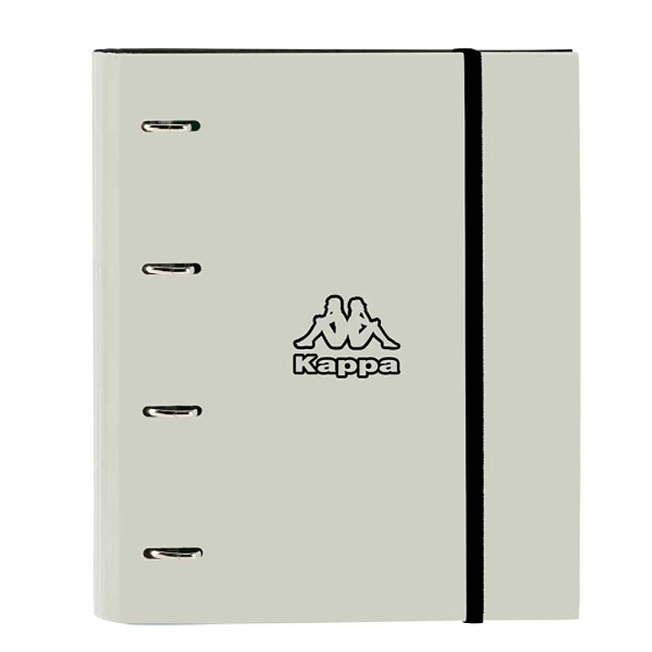 Safta Kappa Grey Carpeta con 4 Anillas 35mm - Tapas Duras Forradas - Recambio 100 Hojas 80g/m2 - Cierre Elastico - Incluye Separadores - 270x35x320mm  1