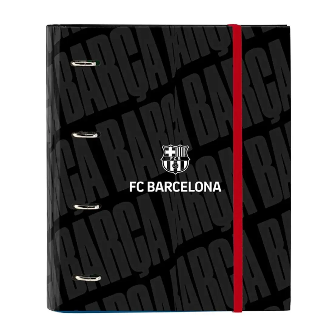 Safta F.C.Barcelona Carpeta con 4 Anillas 35mm - Tapas Duras Forradas - Recambio 100 Hojas - Cuadriculas 5x5mm - Cierre Elastico - Incluye Separadores 1