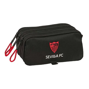 Safta Sevilla FC Portatodo - 3 Compartimentos con Cremallera - Cinta Trasera Adaptable - Bolsillo Frontal de Rejilla con Velcro - 21.5x10x8cm - Color 