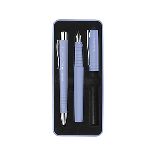 Faber-Castell Poly Pack de Boligrafo Poly Ball y Pluma Estilografica Poly Pen con Plumin B - Clip de Metal - Color Azul Claro