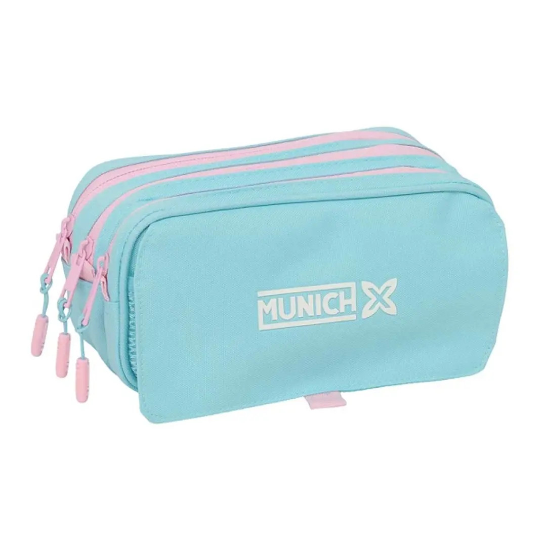 Safta Munich Sky Portatodo - 3 Compartimentos con Cremallera - Cinta Trasera Adaptable - Bolsillo Frontal de Rejilla con Velcro - 21.5x10x8cm - Color  1