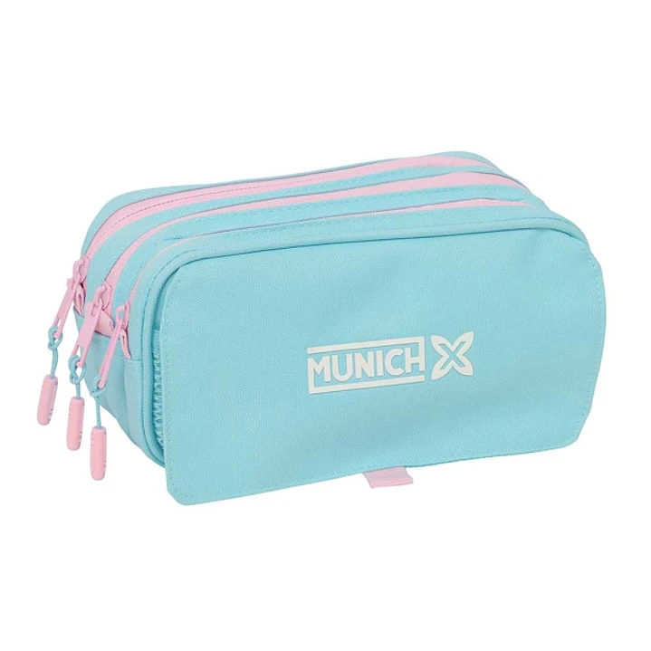 Safta Munich Sky Portatodo - 3 Compartimentos con Cremallera - Cinta Trasera Adaptable - Bolsillo Frontal de Rejilla con Velcro - 21.5x10x8cm - Color  1
