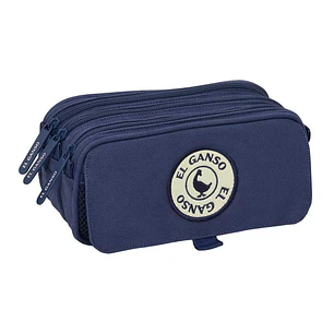 Safta el Ganso Jeans Portatodo - 3 Compartimentos con Cremallera - Cinta Trasera Adaptable - Bolsillo Frontal de Rejilla con Velcro - 21.5x10x8cm - Co