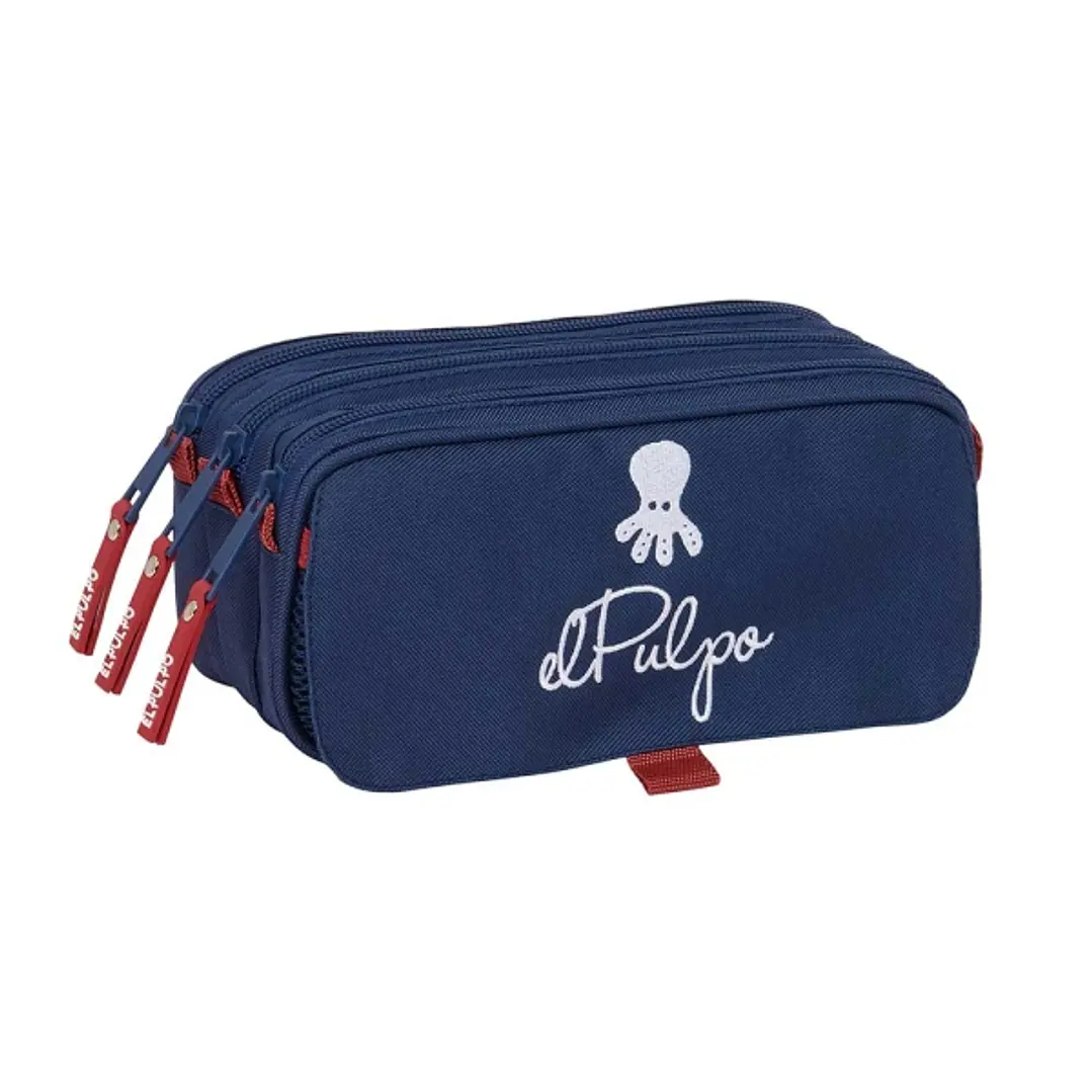 Safta el Pulpo Portatodo - 3 Compartimentos con Cremalleras - Bolsillo Frontal - Cinta Adaptable - 1.72L - 215x80x100mm - Color Azul Marino 1