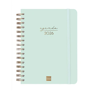 Finocam Alma Agenda en Catalan - Anual 2026 - con Espiral - Formato E10 - 180x30x220mm - 1 Dia por Pagina - Color Menta