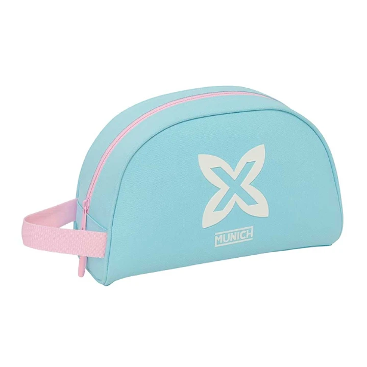 Safta Munich Sky Neceser - Adaptable a Carro - Asa de Mano Lateral - Bolsillo Interior con Cremallera - 28x18x10cm - Color Azul Pastel 1