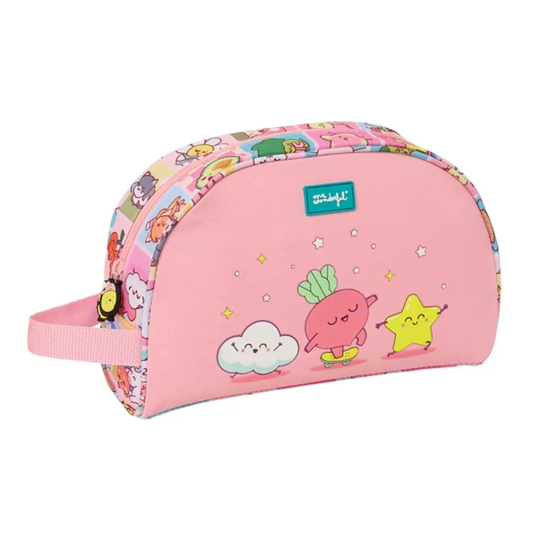 Safta Mr. Wonderful Comic Neceser - Adaptable a Carro - Asa de Mano Lateral - Bolsillo Interior con Cremallera - 28x18x10cm - Color Rosa 1