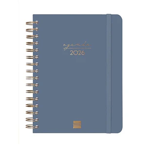Finocam Alma Agenda - Anual 2026 - con Espiral - Formato E10 - 180x30x220mm - 1 Dia por Pagina - Color Azul