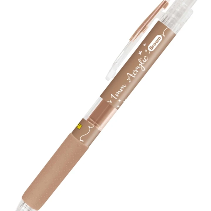 Online Boligrafo Retractil - Tinta Acrilica - Punta Fina de 1mm - Color Marron 1